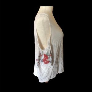 🎉 HP 🎉 American Eagle Festival Hippie White Cotton Top Floral Red Embroidery XL